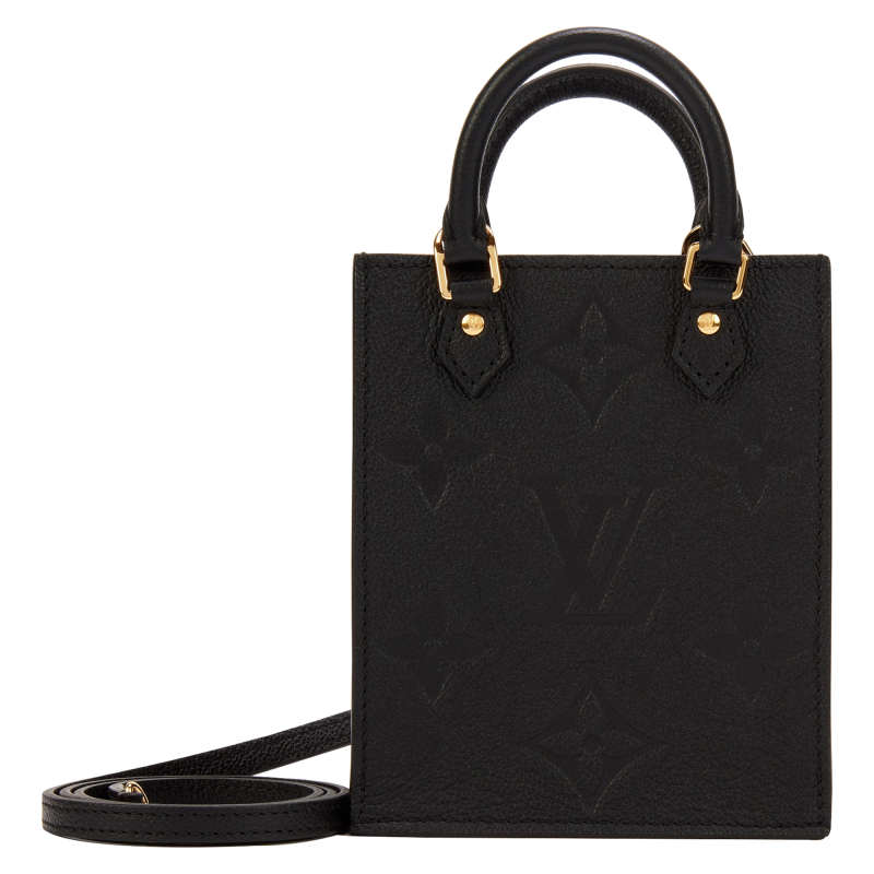 Louis Vuitton Black Giant Monogram Empreinte Petit Sac Plat Gold